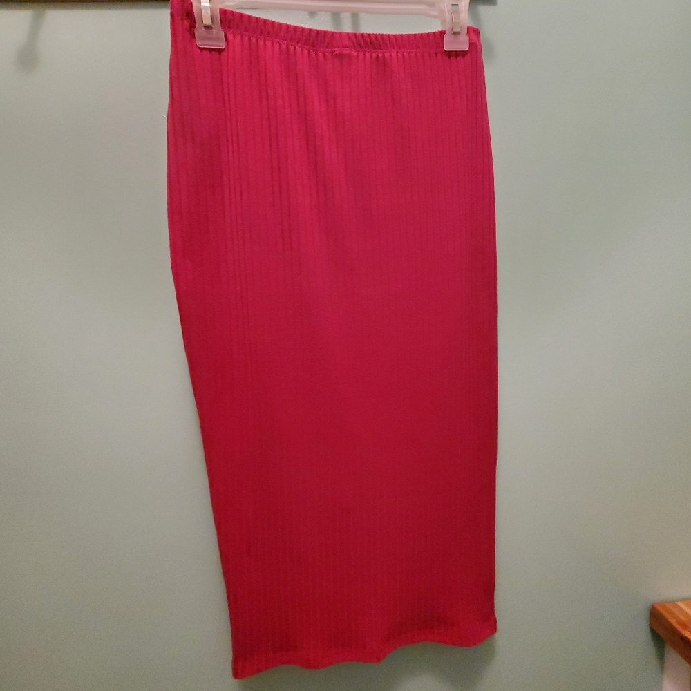 NWOT hot pink ribbed stretch skirt